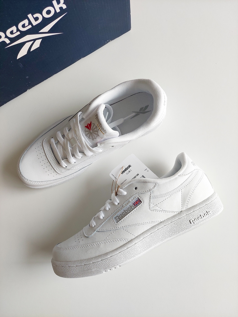 Reebok Club C 85 Unisex Classic Leather Sneakers White Women's US 7.5 Shoes NWT